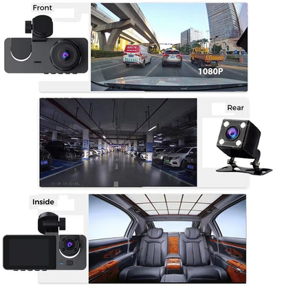 3 Channel Dash Cam for Cars Camera HD 1080P Video Recorder Dashcam DVR Black Box Dual Lens DVR with Rear View Camera for Vehicle